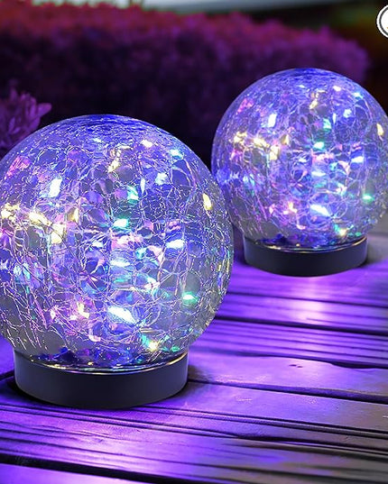 Solar Globe Lights Outdoor Waterproof-Solar Balls for Garden-Cracked Glass Ball Solar Lights Outdoor-Solar Orbs for Outside-Outdoor Decorations for Patio and Yard Lawn Backyard Decor JKIMK