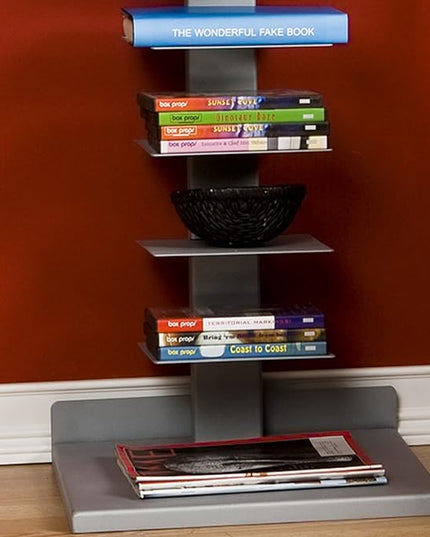 SEI Furniture 11- shelf Metal Spine Book Tower, Silver - LeafyLoom