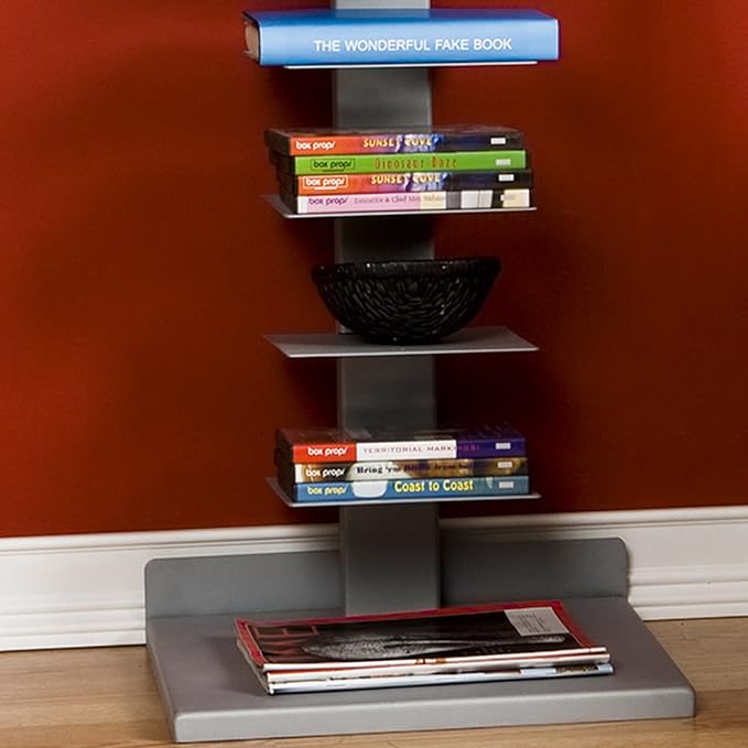 SEI Furniture 11- shelf Metal Spine Book Tower, Silver - LeafyLoom