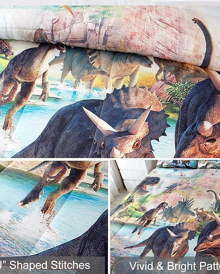 WINLIFE Dinosaur Bedding Full Comforter Set - Super Soft & Fun Jurassic Dino Pattern Bedding Comforter Set All Seasons for Boys Teens - Easy Wash Bed Set, 3D Dinosaur Print - LeafyLoom
