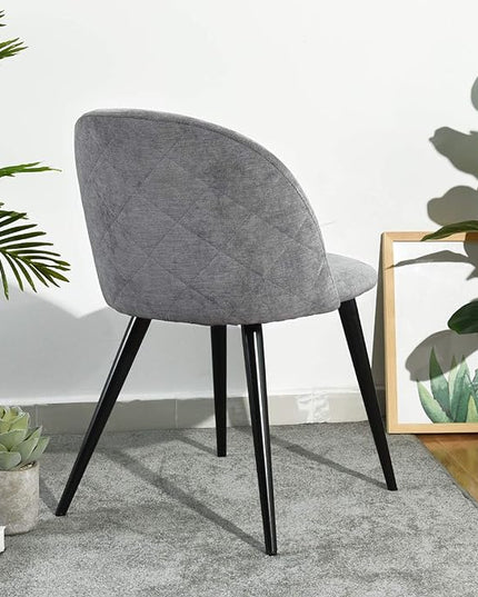 FurnitureR Upholstered Fabric Dining Chair Mid Back Armless with Wood Legs for Home Kitchen Bedroom Living Room, Set of 2, Grey - LeafyLoom