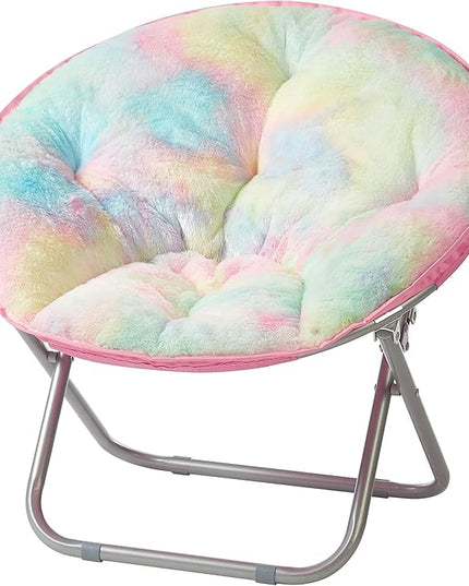 Heritage Kids Sorbet Dreams Rainbow Fur Saucer Chair, 23" Kids, Multi - LeafyLoom