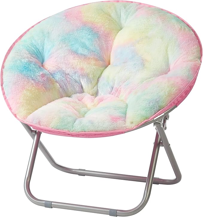 Heritage Kids Sorbet Dreams Rainbow Fur Saucer Chair, 23" Kids, Multi - LeafyLoom