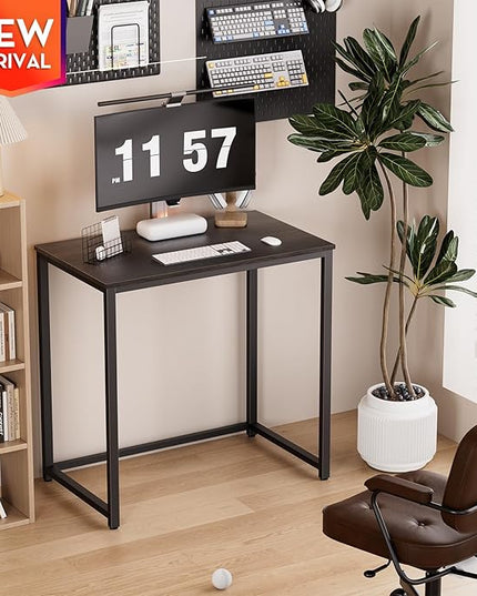 SINPAID Small Computer Desk 31.5 inches Desk for Small Spaces Sturdy Home Office Desk Modern Gaming Desk Study Writing Laptop Table, Black Desk - LeafyLoom