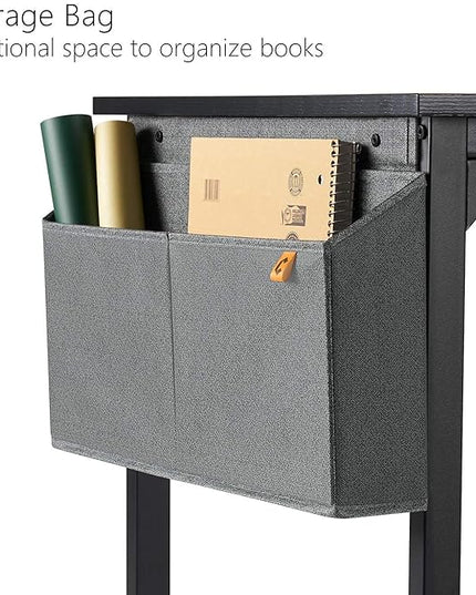 CubiCubi Computer Desk 40" Study Writing Table for Home Office, Modern Simple Style PC Desk, Black Metal Frame, Black - LeafyLoom