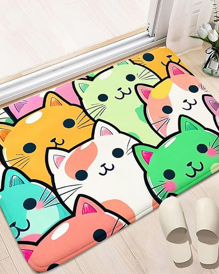 Cat Rug for Girls Room - Cat Pattern Rug Decor for Bedroom Cute Cat Area Rug Carpet Cartoon Cat Rug Kids Room, 2x3 Feet - LeafyLoom
