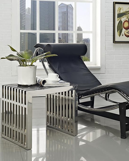 Modway Gridiron Contemporary Modern Small Stainless Steel Bench, 19.5" - LeafyLoom