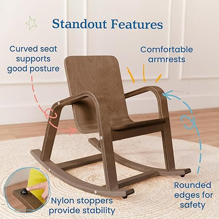 ECR4Kids Bentwood Rocking Chair, Kids Furniture, Grey Wash - LeafyLoom