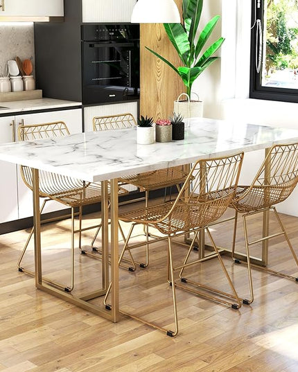 CosmoLiving by Cosmopolitan Astor Dining Table, 64 in x 36 in x 30 in, White - LeafyLoom