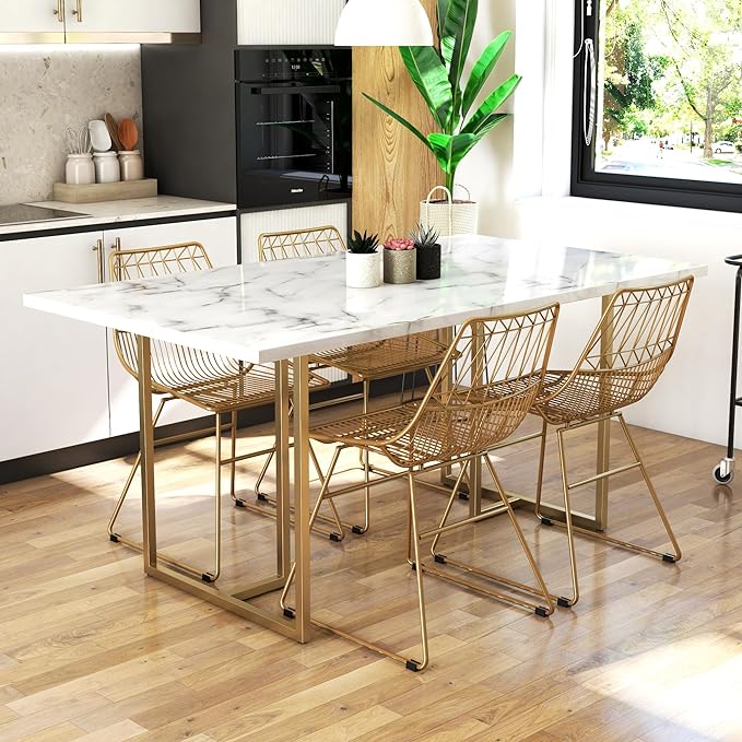 CosmoLiving by Cosmopolitan Astor Dining Table, 64 in x 36 in x 30 in, White - LeafyLoom