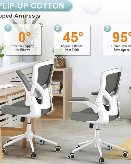 Office Chair, High Back Desk Chair Adjustable Height and Ergonomic Design Home Office Computer Chair Executive Lumbar Support Padded Flip-up Armrest Swivel Task Chair - LeafyLoom