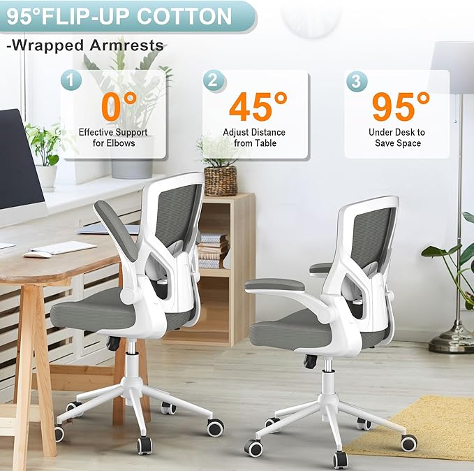 Office Chair, High Back Desk Chair Adjustable Height and Ergonomic Design Home Office Computer Chair Executive Lumbar Support Padded Flip-up Armrest Swivel Task Chair - LeafyLoom