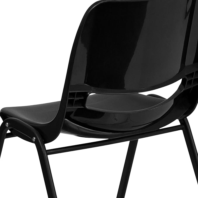 Flash Furniture HERCULES Series 440 lb. Capacity Kid's Black Ergonomic Shell Stack Chair with Black Frame and 12" Seat Height, Set of 1 - LeafyLoom