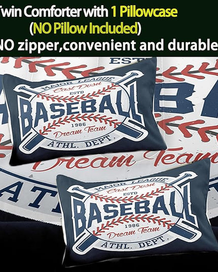 Bodhi Kids Comforter Set Queen,Sports Boys Comforter Set,Baseball Comforter Set Queen,Boys Baseball Bedding Set for Kids,Teen Boy Comforter Bedding Set Queen with Pillowcases - LeafyLoom