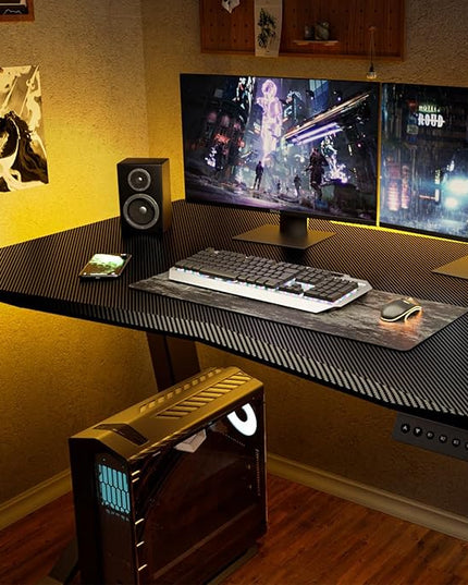 STARY Electric Memory Preset 48 x 24 Inches Adjustable Height Computer Workstation Sit Stand Home Office Desk with Splice Board, 4824, Black Desktop/Black Frame with Storage Shelf - LeafyLoom