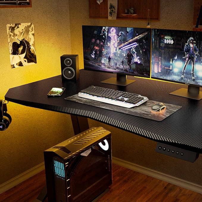 STARY Electric Memory Preset 48 x 24 Inches Adjustable Height Computer Workstation Sit Stand Home Office Desk with Splice Board, 4824, Black Desktop/Black Frame with Storage Shelf - LeafyLoom