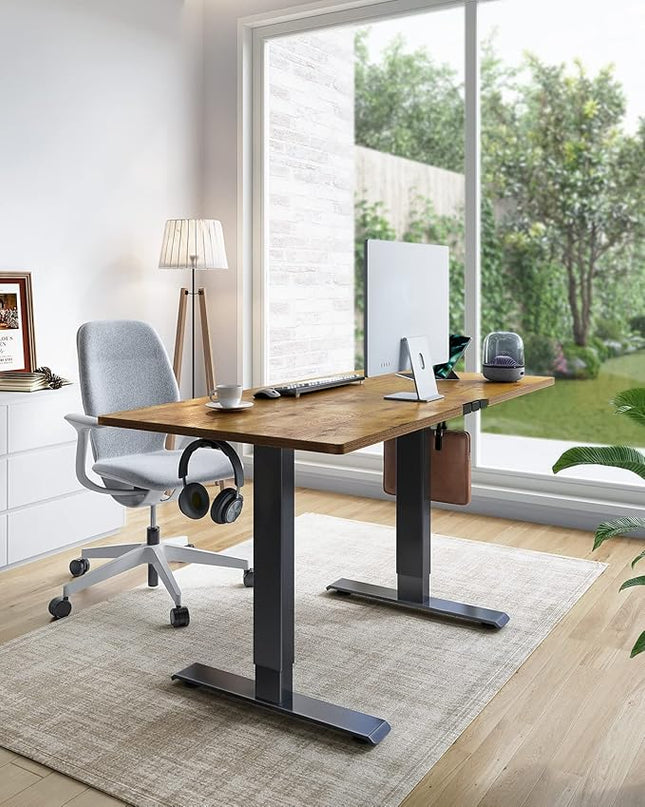 Marsail Standing Desk with Drawer, 55x24 Inch Adjustable Height Standing Desk, Electric Stand up Desk, Sit Stand Home Office Desk, Ergonomic Workstation for Home Office Computer Gaming Desk Rustic - LeafyLoom
