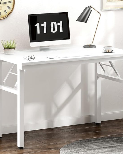 Need 39.4 inch Computer Desk for Small Space Small Folding Table Small Writing Desk Compact Desk Foldable Desk with BIFMA Certification, No Install Needed, White AC5-10060-DW - LeafyLoom