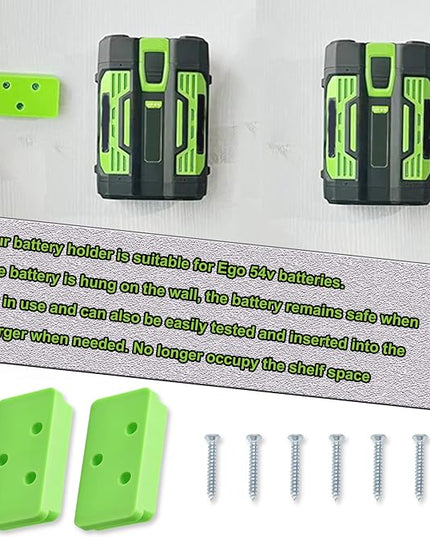 DECKMAN 1 x Leaf Blower Wall Mount | Holder | 2 x Battery Holders Compatible with EGO Leaf Blower/Battery, Blower Wall Mount for EGO 530 615 650 CFM Blower, Battery Mounts Fit for EGO 54v Batteries - LeafyLoom