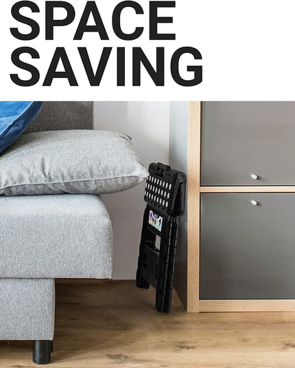 Delxo Folding Step Stool, 13 inch Non-Slip Foldable Stools for Kids & Adults Up to 300 LBS, Step Stool with Handle, Lightweight for Kitchen, Bathroom, Bedroom, Garden, Black, 1PC - LeafyLoom