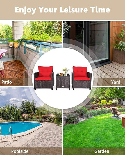 3 PCS Patio Furniture Set, OneSize, Red - LeafyLoom