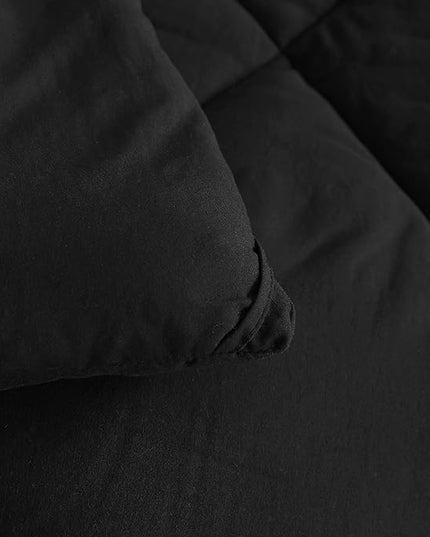 NTBAY Twin Comforter Set with Sheets, 5 Pieces Soft and Breathable Twin Bedding Set, Twin Bed in a Bag, Down Alternative Comforter Set Solid Color All Season, Kids Bedding Set, Black - LeafyLoom