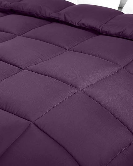 Utopia Bedding All Season 250 GSM Comforter - Plush Siliconized Fiberfill Comforters - Box Stitched (Plum, Queen) - LeafyLoom