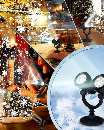 Snowflake Projection Light, Christmas Outdoor Double Headed Snowflake Projection Light, LED Snowfall Spotlight IP65 Waterproof Rating, Suitable for Christmas Garden Decoration (HT-TY-13) MVRPDXC