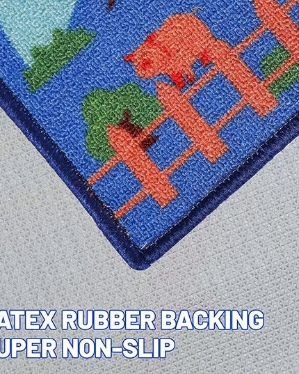 Kids Carpet Playmat Rug 78.7"x59", Car Rug for Kids Cars, Non-Slip Town City Road Map Kids Rug for Playroom Bedroom Boys, Kids Car Mat Road Rug, Track Rug Car Play Rug for Kids (78.7X59Inch,Blue) - LeafyLoom