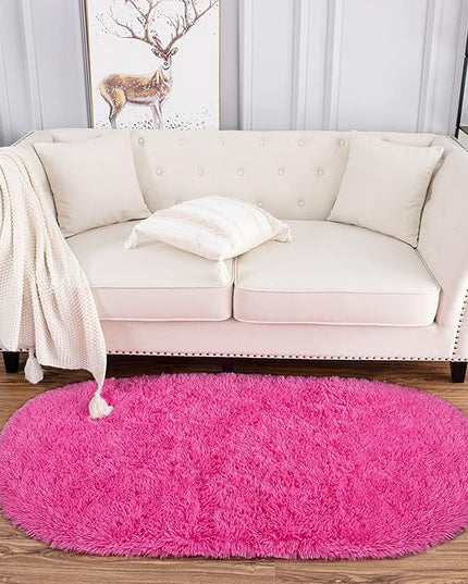 Noahas Ultra Soft Fluffy Bedroom Rugs Kids Room Carpet Modern Shaggy Area Rugs Home Decor 2.6' X 5.3', Hot Pink - LeafyLoom