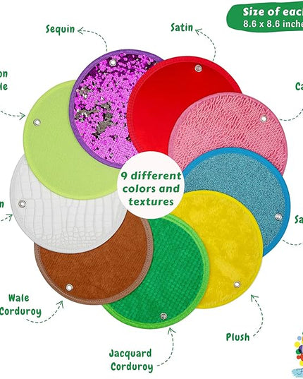 Sensory Mats Set - 9 Round 8.6-inch Sensory Tiles for Sensor Wall, Floor & More - Multi-Sensory Exploration Sensory Toys for Kids and Autistic Children - Sensory Room Equipment Play-Based Learning - LeafyLoom