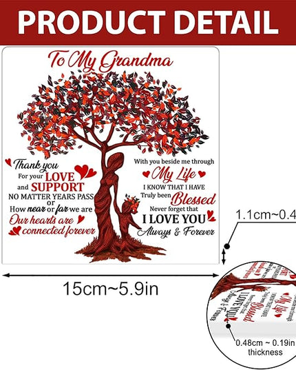 Grandma 3D Illusion Lamp Wooden Base USB Powered Acrylic Night Light, Grandma Gift from Grandson Granddaughter, to my Grandma 3D Lamp, Gifts for Grandma Grandmother Mom on Mothers Day - LeafyLoom