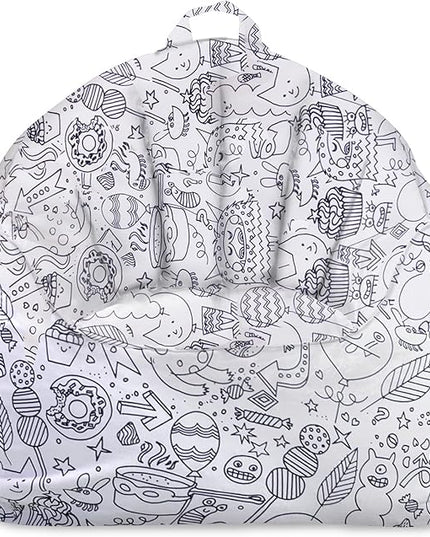 Posh Creations Structured Comfy Bean Bag Chair for Gaming, Reading, and Watching TV, Malibu Lounge, Canvas Coloring Fabric - Creatures - LeafyLoom