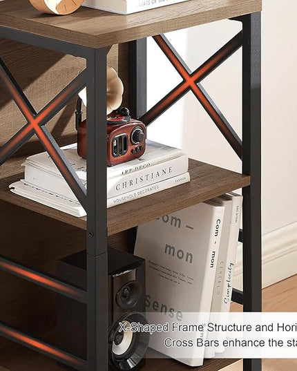 Bookcase, Industrial Small Bookshelf,3-Tier Bookcase Storage Organizer, Small Book Shelf for Small Spaces, Living Room, Bedroom and Home Office, Brown - LeafyLoom