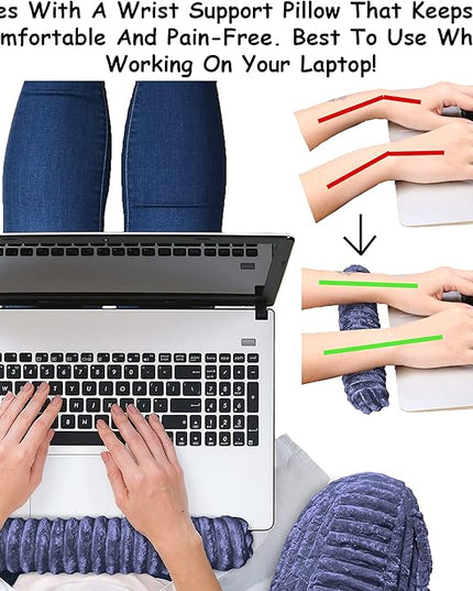 Homie Reading Pillow with Wrist Support, Has Arm Rests, and Back Support for Bed Rest, Lounging, Reading, Working on Laptop, Watching TV (Blue) - LeafyLoom