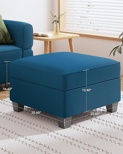 Square Modular Storage Ottoman for Modular Sectional Sofa Seat Cube Footrest Coffee Table, Dark Blue - LeafyLoom