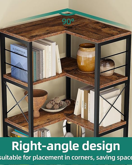 YITAHOME Corner Bookshelf with Storage, 7-Tier Corner Shelf with Doors, Large Corner Bookcase Display Rack for Living Room Bedroom Home Office, Rustic Brown - LeafyLoom