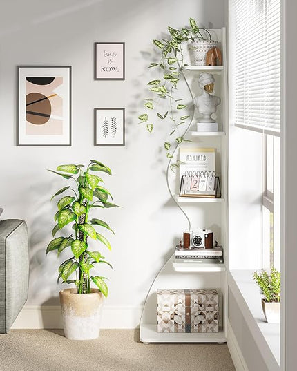 Small Corner Shelf, Modern 5-Tier Wall Corner Bookshelf, Stylish Bookcase Storage Rack for Small Space,Living Room. Bedroom - LeafyLoom