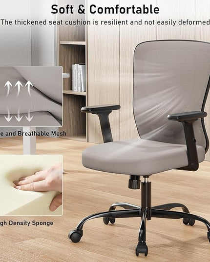 Office Chair, Ergonomic Desk Chair with Adjustable High Back, Breathable Mesh Computer Chair with Adjustable Armrests, Rolling Swivel Comfy Task Chairs, Executive Chair for Home Office - LeafyLoom