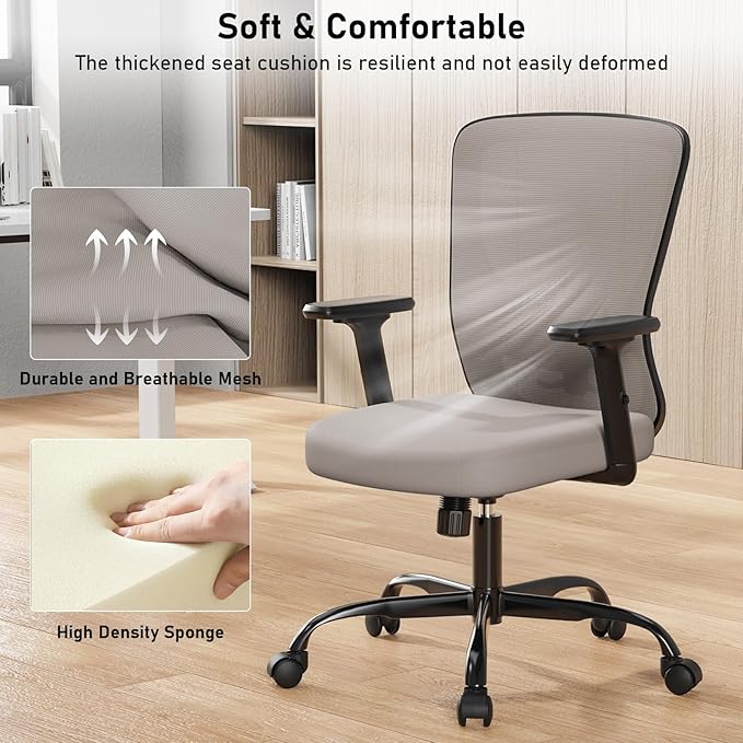 Office Chair, Ergonomic Desk Chair with Adjustable High Back, Breathable Mesh Computer Chair with Adjustable Armrests, Rolling Swivel Comfy Task Chairs, Executive Chair for Home Office - LeafyLoom