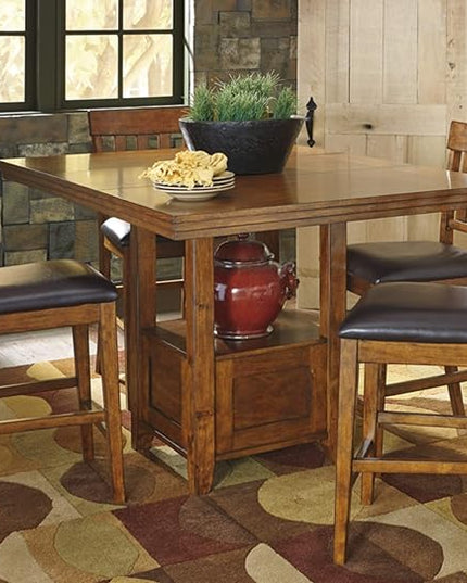 Signature Design by Ashley Ralene Traditional 36" Counter Height Dining Room Extension Table, Medium Brown - LeafyLoom