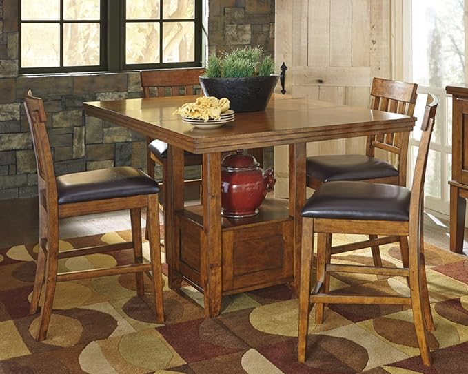 Signature Design by Ashley Ralene Traditional 36" Counter Height Dining Room Extension Table, Medium Brown - LeafyLoom