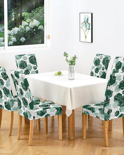Gibelle Dining Room Chair Covers Set of 6, Soft Stretch Kitchen Chair Covers Slipcover Protector, Removable Washable Geometric Parson Chair Covers 6 Pack, Hunter Green Gibelle