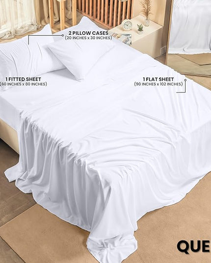 Utopia Bedding Queen Bed Sheets Set - 4 Piece Bedding - Brushed Microfiber - Shrinkage and Fade Resistant - Easy Care (Queen, White) - LeafyLoom