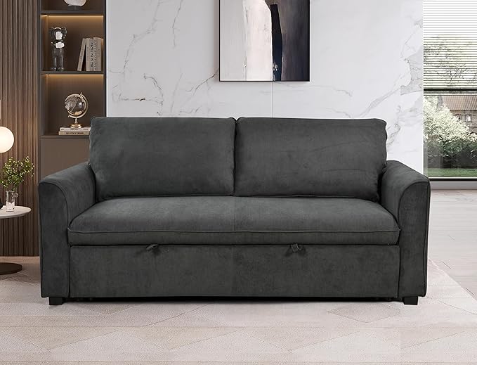 3 in 1 Oversized Convertible Loveseat Sleeper Sofa Bed,Soft Corduroy Upholstered Queen Love Seats Sofabed W/Pull Out Sleep Couch,Comfortable Cushions and Padded Armrests for Living Room - LeafyLoom
