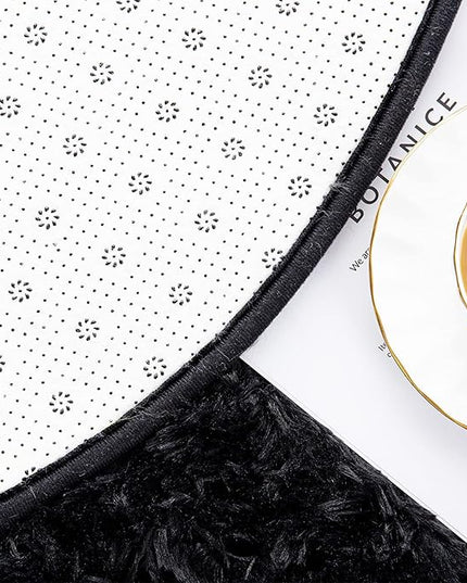 Noahas Black Fluffy Rugs for Bedroom,2'X 5' Oval Ultra Soft Bedroom Rugs,Small Throw Rugs, Kids Room Carpet Modern Shaggy Area Rugs Home Decor - LeafyLoom