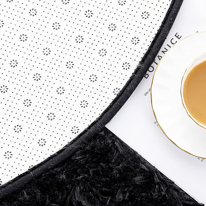 Noahas Black Fluffy Rugs for Bedroom,2'X 5' Oval Ultra Soft Bedroom Rugs,Small Throw Rugs, Kids Room Carpet Modern Shaggy Area Rugs Home Decor - LeafyLoom