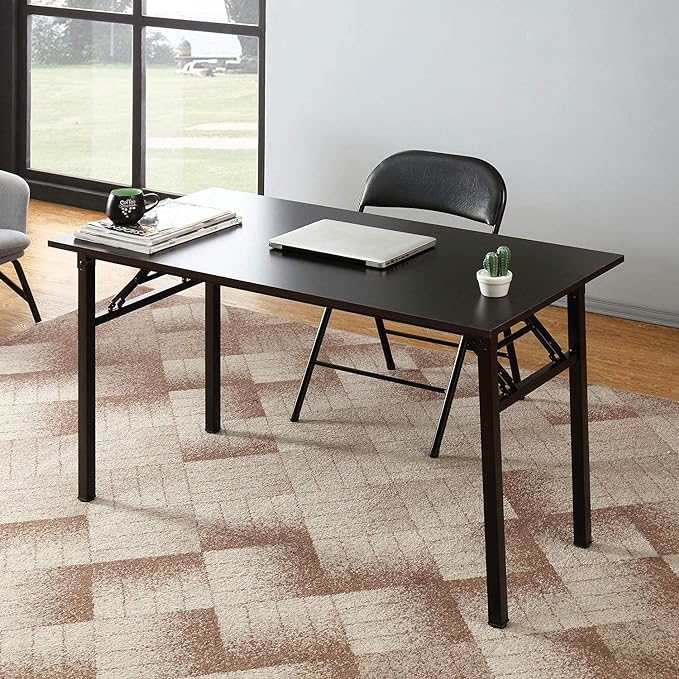 Folding Desk, 47 inch No Assembly Folding Desks for Small Spaces, Sturdy Foldable Computer Desk, Functional Home Office Desks, Study Writing Desk Office Table Workstation for Home Office Outdoor - LeafyLoom