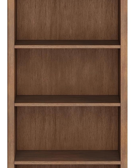 SIMPLIHOME Amherst SOLID WOOD 30 Inch Wide Transitional 5 Shelf Bookcase in Rustic Natural Aged Brown, for The Living Room, Study Room and Office - LeafyLoom