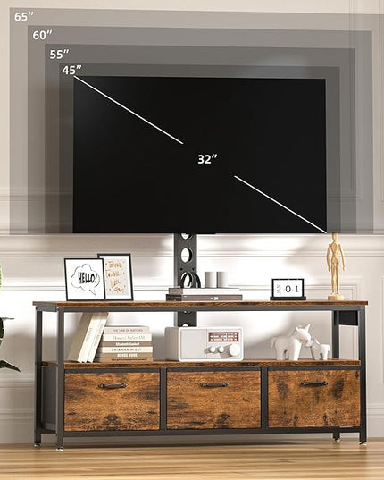 TV Stand with Mount and Power Outlet, Swivel TV Stands Mount with LED Lights for 32/45/55/60/65 inch TVs, Entertainment Center with Storage/Drawers, Media Console TV Stands for Living Room, Bedroom - LeafyLoom